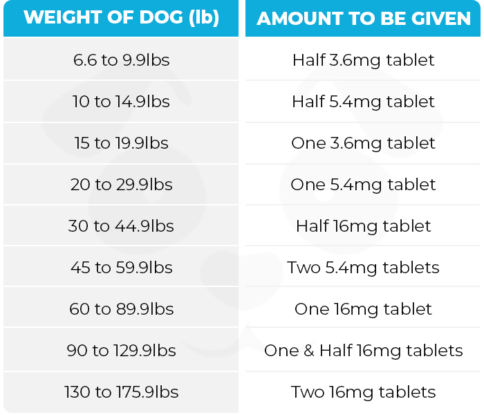 apoquel for dogs dosage chart as per the weight of the dog