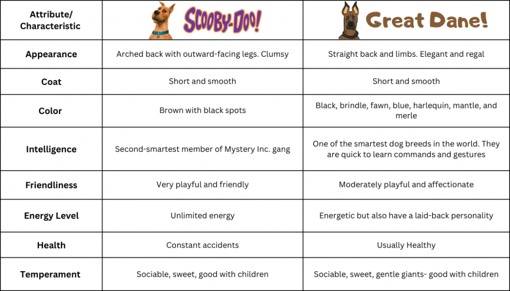 Comparison between Scooby-Doo and Great Dane